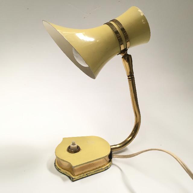LAMP, Bedside Light - 1950s Yellow Brass